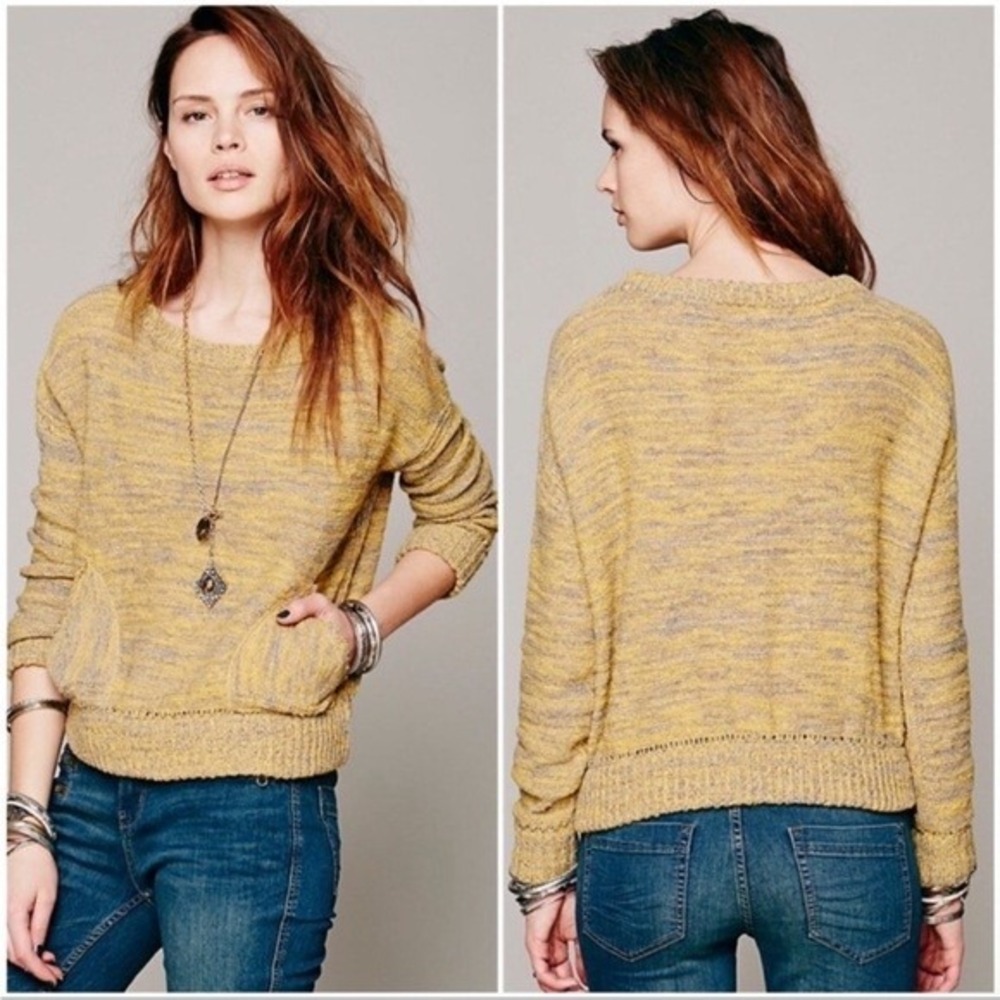 Free People Size S In My Pocket Alpaca Wool Blend Sweater Slouchy Knit Boat Neck